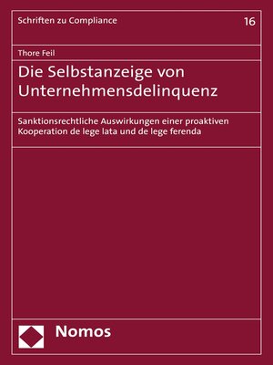 cover image of Die Selbstanzeige von Unternehmensdelinquenz